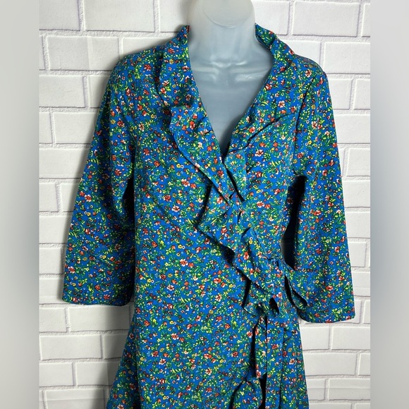 ALISON ANDREWS Floral Ruffle Wrap Dress/size L - Picture 3 of 10